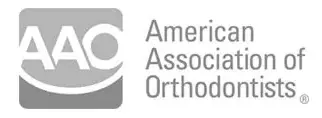 Logo of the American Association of Orthodontists, featuring a stylized "AAO" on the left and the organization name on the right.
