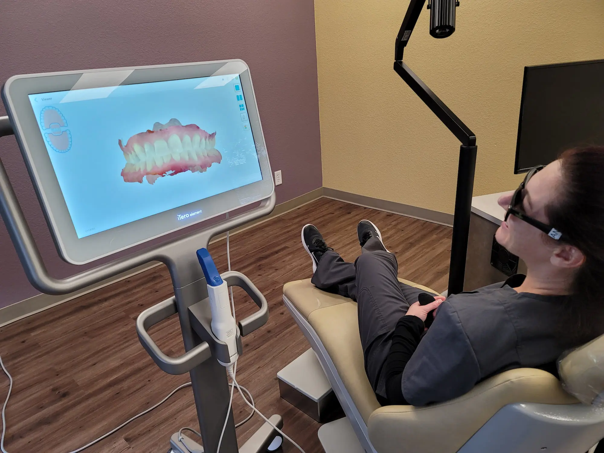In a modern dental office in Vacaville CA, Natalie Yang Orthodontics Orthodontics uses advanced 3D teeth scanning technology.