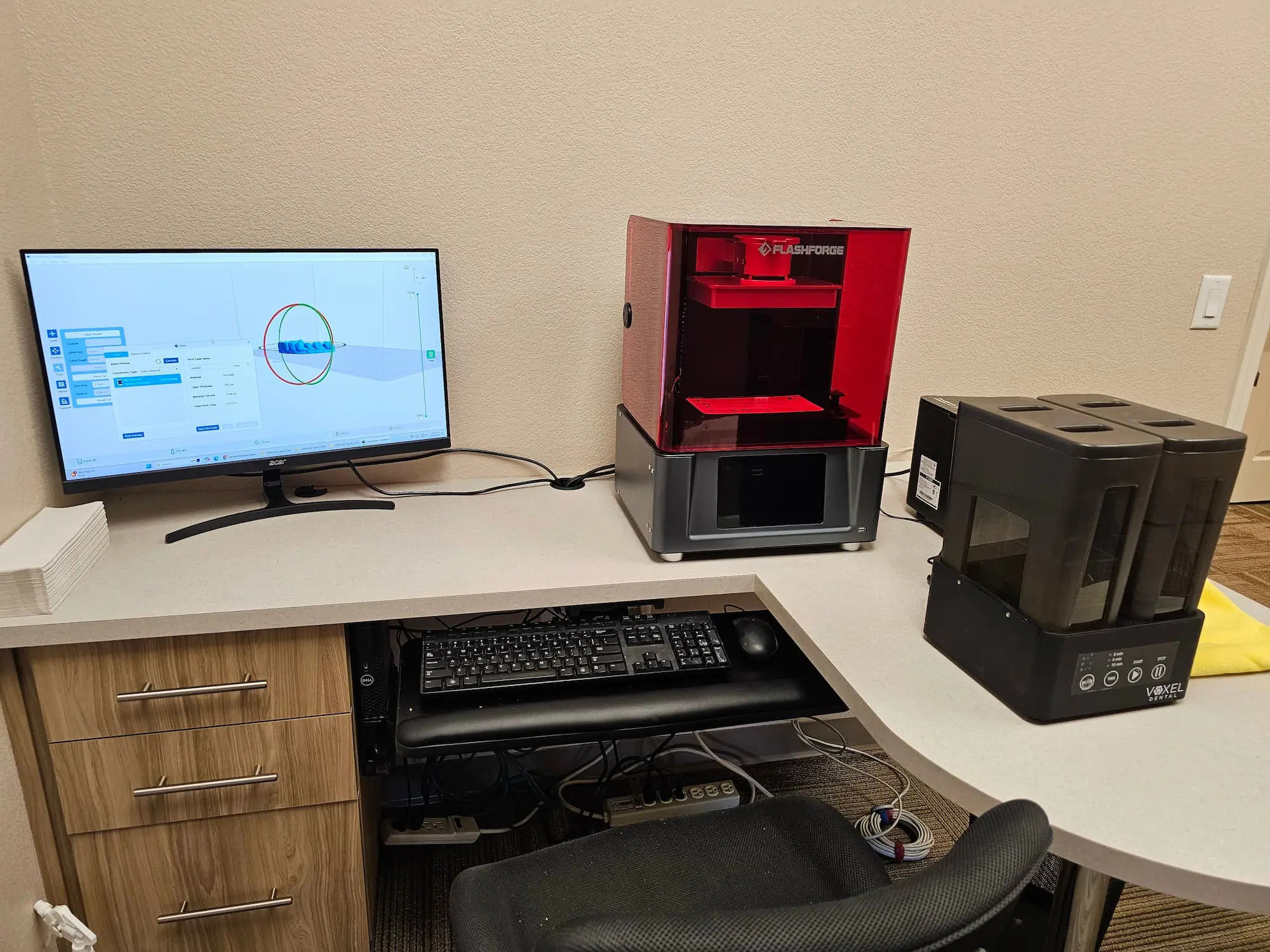 At Natalie Yang Orthodontics Orthodontics in Vacaville, CA, a 3D modeling workstation and printer highlight advanced orthodontic care.